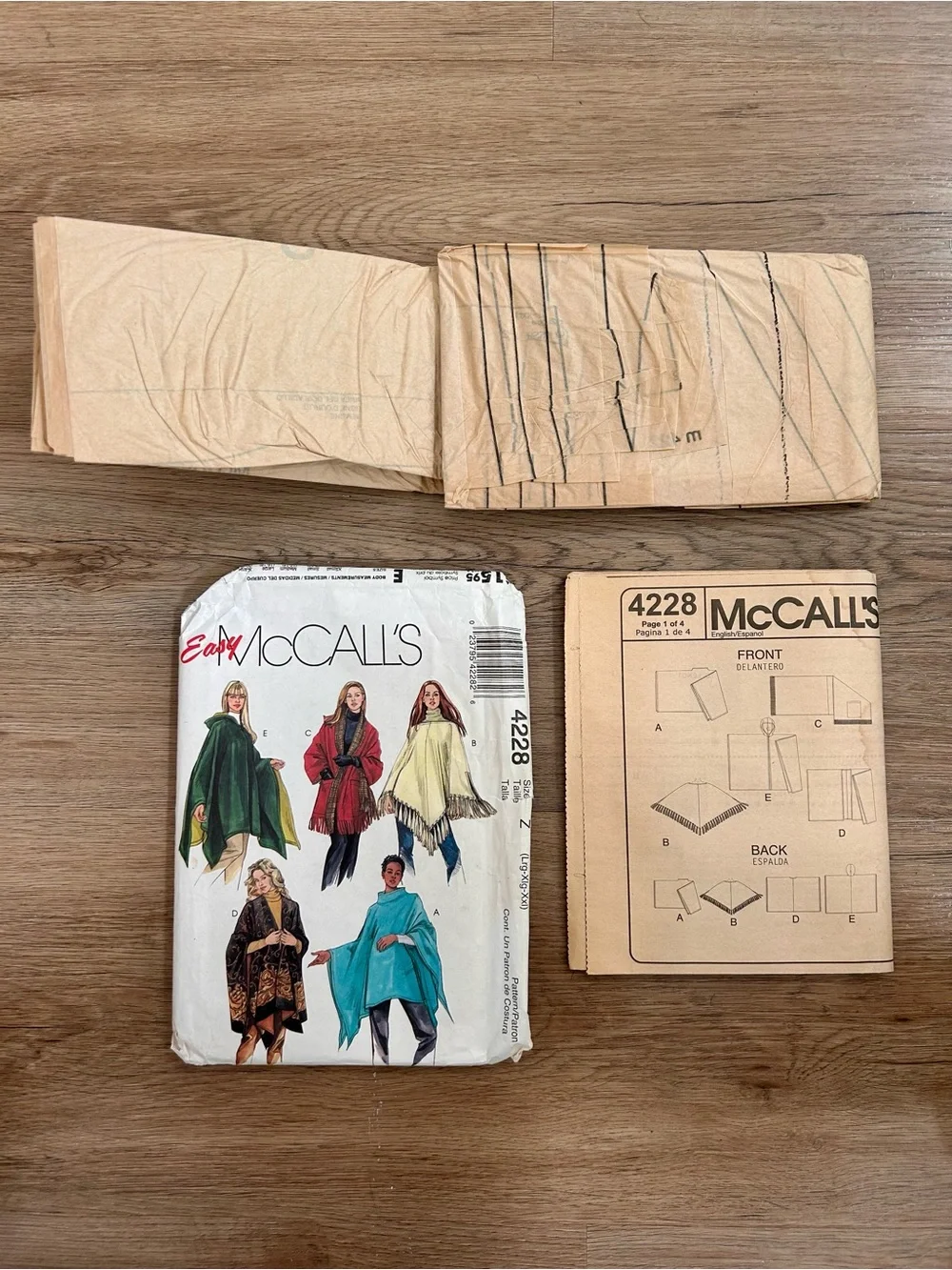 McCall's 4228 Poncho & Reversible Cape Sewing Pattern L-XXL Uncut